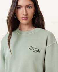 AllSaints Soleil Etta Sweatshirt in Abbey Stone Green