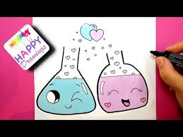 Take this opportunity to share your. How To Draw Cute In Love Couple Chemestry Flasks Valentine S Day Cute Drawing Myhobbyclass Com