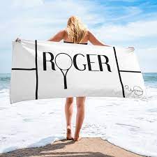 Beach Towel Roger Federer Fan Tennis Racket Personalized Beach Towel Beach Bath Towels Just Married