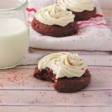 I served these red velvet cookies at the church baazar last week and they were such a pleasant surprise for everyone. Red Velvet Cookies With Cream Cheese Icing Easybaked