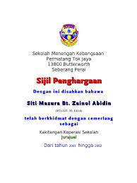 Contextual translation of pengawas koperasi sekolah into english. Sijil Penghargaan Koop