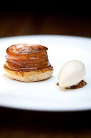 Each wedge is thinner than traditional apple pie and has a lovely the tarte tatin originated at the hotel tatin in the loire valley of france in the 1800s. Kikkoman Soy Compressed Apple Tarte Tatin With Caramel Ice Cream Tarte Tatin