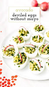 Avocado Deviled Eggs Without Mayo Recipe Avocado Deviled Eggs Vegetarian Recipes Healthy Deviled Eggs