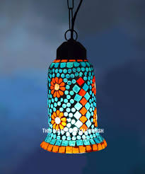 Colorful Mosaic Pattern Turkish Hanging Pendant Lamp Light Royalfurnish Com