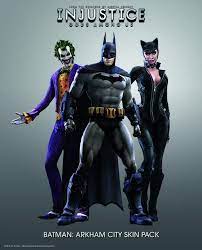 Arkham city builds upon the intense, atmospheric foundation ofbatman: Injustice Gods Among Us Arkham City Skin Pack Dlc Playstation 3 Exclusive Downloadable Content Batman Joker Catwoman Ps3 Juegos