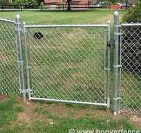 Hoover Fence Residential Chain Link Fence Single Swing Gates - 1-3/8"  Galvanized Frame