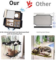 Cats need a scratching post that will allow them to get a full stretch. Buy Cat Window Perch With Single Scratching Post Double Layers Cat Hammock For Window Large Cat Window Seat For 2 Cats Holds Up To 60 Lbs Cat Window Hammock For Indoor Cats
