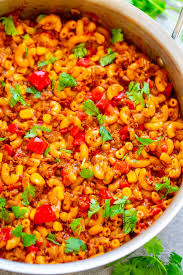 :) this is a great recipe. One Skillet Tex Mex Beef Mac Cheese Averie Cooks