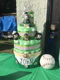 Oakland A S Baseball Diaper Cake On A Hatbox By Bstarz Baseball Diaper Cake Diaper Cake Hat Boxes