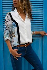 Kadin Ekru Cicekli Garnili Desenli Gomlek Moda Stilleri Bluz Ve Sifon Bluzlar
