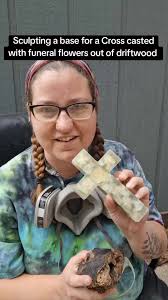 Creating a Driftwood Cross with Funeral Flowers