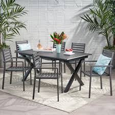 Check spelling or type a new query. Pabara Outdoor Modern 6 Seater Aluminum Dining Set With Expandable Table By Christopher Knight Home Overstock 29100029
