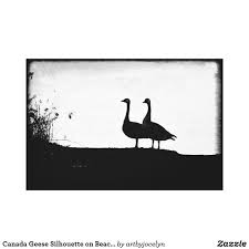 Black And White Goose Silhouette Canada Geese Silhouette On Beach Black And White Canvas Print Canvasprint Wallart Photoprint Wall White Canvas Art Black And White Canvas Canvas Art Prints