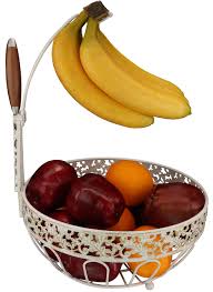 Shop for banana holder with fruit basket at bed bath & beyond. Fruit Basket Banana Holder Elegant Fruit Bowl With Banana Tree Hanger White Brushed Bronze Buy Online In Cayman Islands At Cayman Desertcart Com Productid 105747009