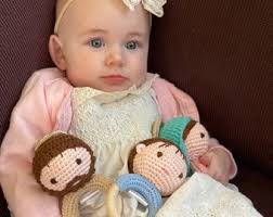 Catholic Blue Sherpa Blanket With Baby Jesus Rattle