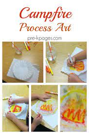 This is a fun camping activity to do with the kids, especially for preschoolers and toddlers on rainy cold days when they're stuck inside! Campfire Process Art For A Camping Theme Pre K Pages