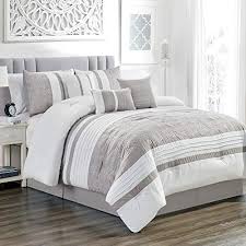 Grandlinen 7 Piece Grey White Gray Floral Embroidered Bed In A Bag Luxury Comforter Set Queen Size Bedding Luxury Comforter Sets Comforter Sets Bedding Sets