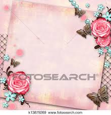 While light pink flowers offer an airy feel and can act as a neutral, bright or hot pink blooms bring on the drama. Greeting Card With Flowers Butterfly On Pink Paper Vintage Background Stock Illustration K13879269 Fotosearch