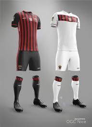 The new home kit will be used for the first time this sunday against rc lens and features the traditional red and black stripes that merge into black at the collar. Saintetixx On Twitter Nice Concept Kit Redesigned Ogcn Ogcnice Issanissa Macron Macronkits