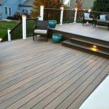 Fully Composite Timbertech Deck With Legacy Decking In Tigerwood And A Mocha Border Railing Is Timber Deck Designs Backyard Decks And Porches Building A Deck