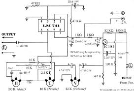 Ic la 4440 is wired as a bridge amplifier to deliver a 19 w rms on a 4 ohm speaker atau 6 w rms jika di. Low Cost Effective Bass Treble Circuit Using Op Amp 741 Circuits Diy