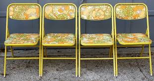 Vtg Samsonite Folding Chairs 1970 S Psychedelic Floral Yellow Retro Set Of 4 Folding Chair Retro Chair