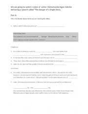 This is an updated version of a story that was previously. Danger Of A Single Story Ted Talk Worksheet Chimamanda Ngozi Adichie Esl Worksheet By Joanna8