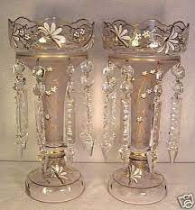 Once lit the candleholder will emit a calming amber color heating the salt with. Antique Victorian Glass Mantle Lustres W Crystal Prisms 75945673 Victorian Candle Holders Victorian Candles Crystal Prisms