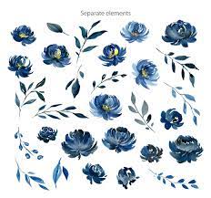 Navy Blue Watercolor Peonies Flowers Collection 95388 Illustrations Design Bundles Blue Flower Painting Floral Watercolor Watercolor Peonies