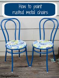 How To Repurpose A Rusted Metal Chair Designed Decor Painted Metal Chairs Painting Rusted Metal Metal Chairs