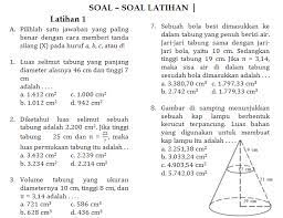 Rusuk itu diperpanjang sebesar k kali panjang rusuk semula, sehingga volumenya menjadi 1.728 cm3. Latihan Soal Bangun Ruang Sisi Lengkung 1 Matematika