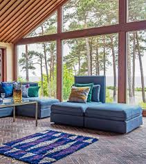 Ikea Vallentuna Sofa With A Bemz Slipcover Midcentury Modern Home Huge Panorama Windows In A Retro House Vallentuna Living Room Inspiration Sofa