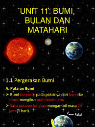 ('the rotation of the earth on its axis and the revolution of the earth around the sun'). Unit 11 Bulan Bumi Dan Matahari