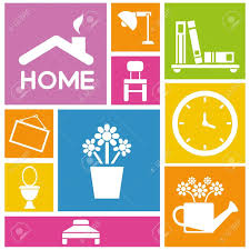 Interior design firm based in uttam nagar we at icon interior served our interior designing services from the last 7 years in delhi. Interior Design And Home Design Icons Colorful Background Royalty Free Cliparts Vectors And Stock Illustration Image 21506549