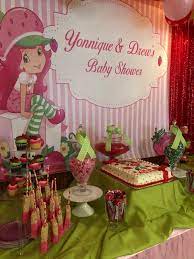 Strawberry Shortcake Candy Table Creative Baby Shower Themes Baby Shower Party Themes Polka Dot Baby Shower
