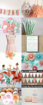 Mint Coral Party Decorations Printables From Etsy All You Need For A Cute Shower Or Easter Party Evento Proyectos