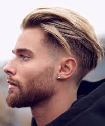 Blonde Textured Slick Back Low Fade Haircut Long Slicked Back Hair Slicked Back Hair Mens Hairstyles Short