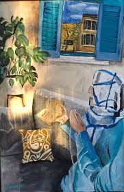 من لوحات الفنانة لمياء اللبان عن احياء المولد النبوي قديما في بيروت Painting Art
