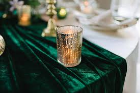 This Velvet Table Runner Is The New Wedding Trend Photo Table Runners Wedding Green Table Runner Dark Green Wedding