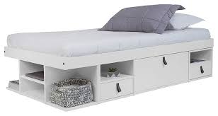 White the timeless, contemporary design of this package is beautifully offset by. In Stock Memomad Bali Storage Platform Bed Twin Size Off White Contemporary Platform Beds By Memomad Houzz