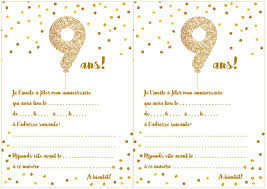 Carte anniversaire fille 8 ans. Carte D Invitation D Anniversaire 9 Ans