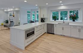 The term peninsula refers to a set of cabinets that are connected to the rest of the kitchen on one side. No Room For A Kitchen Island Add A Peninsula To Your Kitchen Dura Supreme Cabinetry