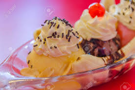 Thanks to the hot temps and humidity, i was craving something cold and refreshing for the journey. Banana Boat Ice Cream On The Restaurant Table Stock Photo Picture And Royalty Free Image Image 44289912