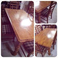 for sale dining table wood for 6 chair good condation price 85 bd للبيع طاولة خشب صناعة ماليزية بحالة جدا ممتازة السعر 85 home decor decor furniture