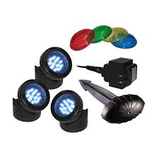 Luminosity Complete Set Of 3 Submersible Super Bright White 12 Led Pond Lights W Transformer And Photocell Led312t