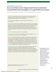 PDF) Accuracy of Skin Cancer Diagnosis by Physician Assistants Compared  With Dermatologists in a Large Health Care System