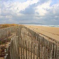 A row of colorful beach huts sitting