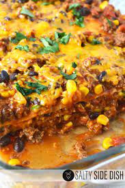 Beef Tortilla Casserole Made With Ground Beef Mexican Spices And Beans All Lay Mexican Casserole Recipe Tortilla Casserole Recipes Mexican Tortilla Casserole