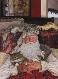 Toys & games >> jigsaw puzzles >> square jigsaws; Catnap Christmas Cats Christmas Jigsaw Puzzles Christmas Paintings