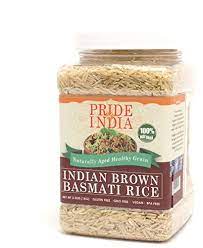 A great brown rice for sushi, but not as great for normal rice use as a staple for meals. Amazon Com Pride Of India Extra Long Brown Basmati Rice Naturally Aged Healthy Grain 3 3 Pound 1 5 Kilo Jar 2 2 Pound 50 Extra Free 3 3 Pounds Total Grocery Gourmet Food